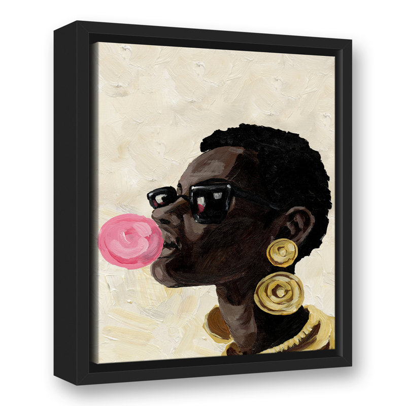 «Blowing a Bubble» - impression, Cadre flottant noir, H 15,75 po x l 12,75 po x P 1,75 po
