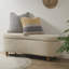 Banc de rangement moderne avec plateau rabattable avec siège et revêtement en bois massif taupe