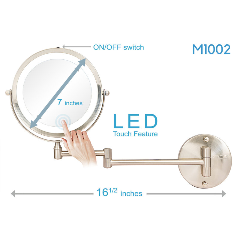 Metal Round Mirror, 11.25" x 16.5", Satin Nickel