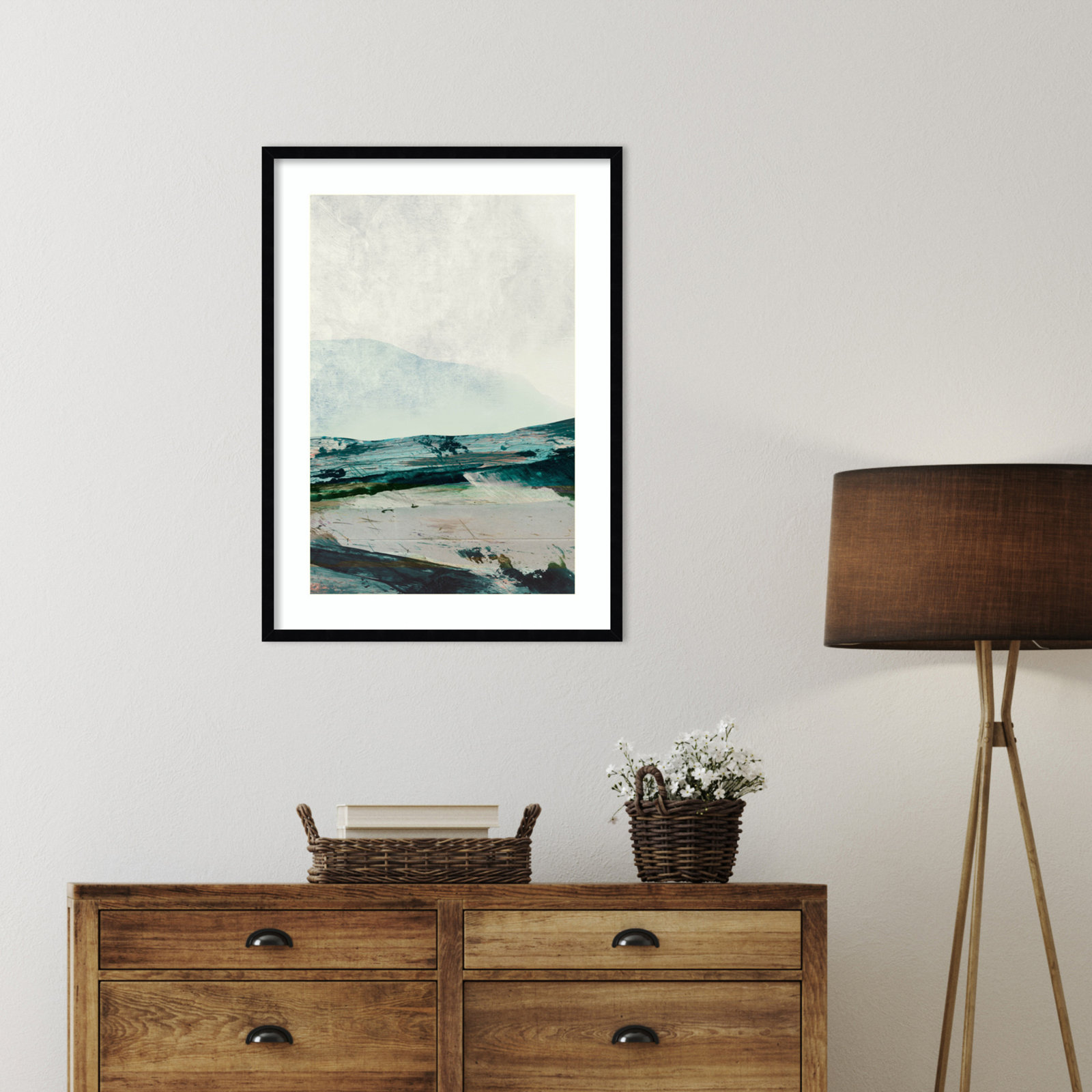 Cleve "Mountain Mists" Print by Dan Hobday, Black Framed, 33" H x 24" W