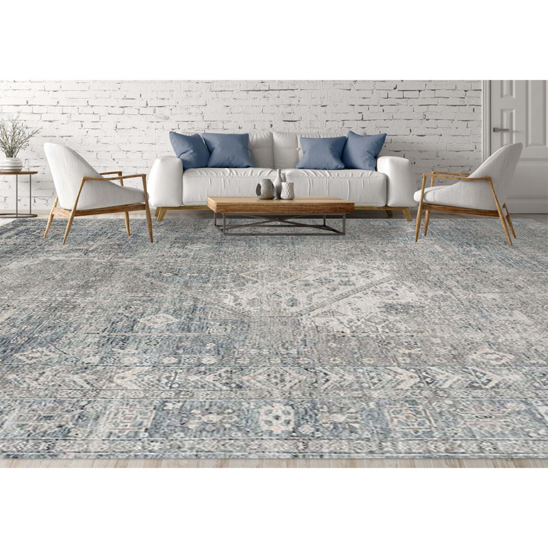 Wool Oriental Area Rug in Gray, Rectangle 12' x 15'