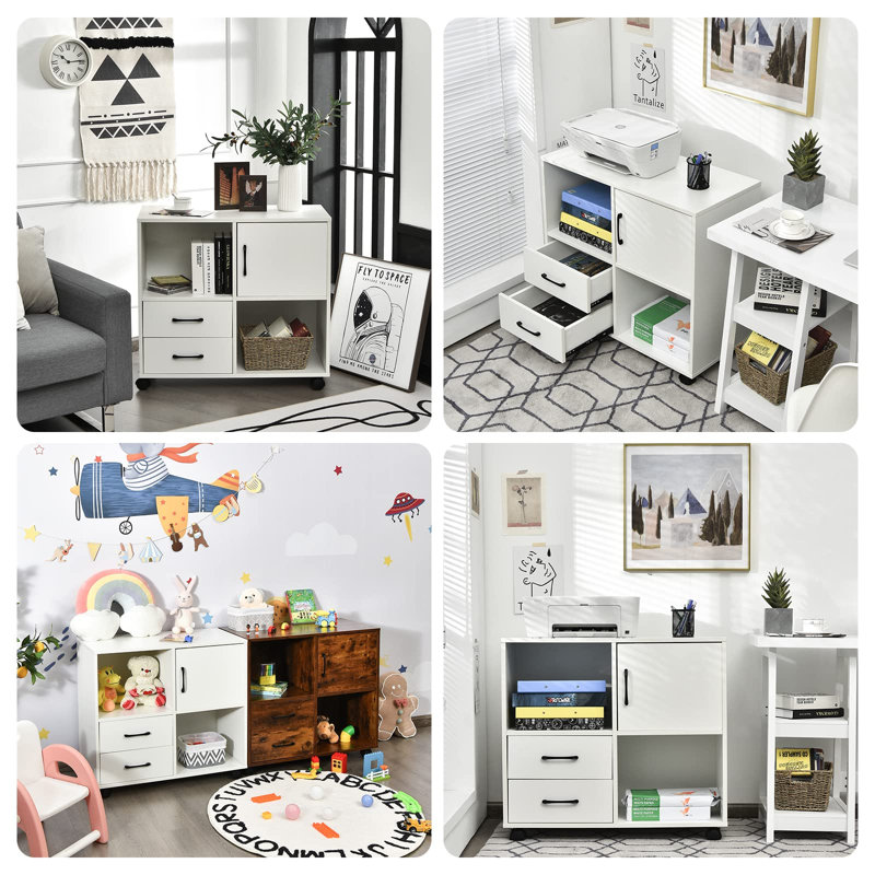 Kynnlie 80cm Wide 2 -Drawer Mobile File Cabinet, White