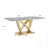 Modern Faux Marble Dining Table with Polished Edges and Mirrored Finish Stainless Steel Base, Ideal for 6-8 People-1406685069-1406685071