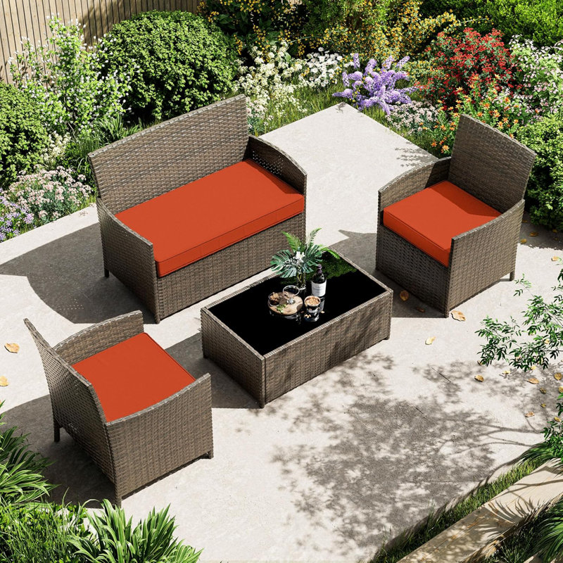 Outdoor Seat Cushions (Set Of 3), Orange