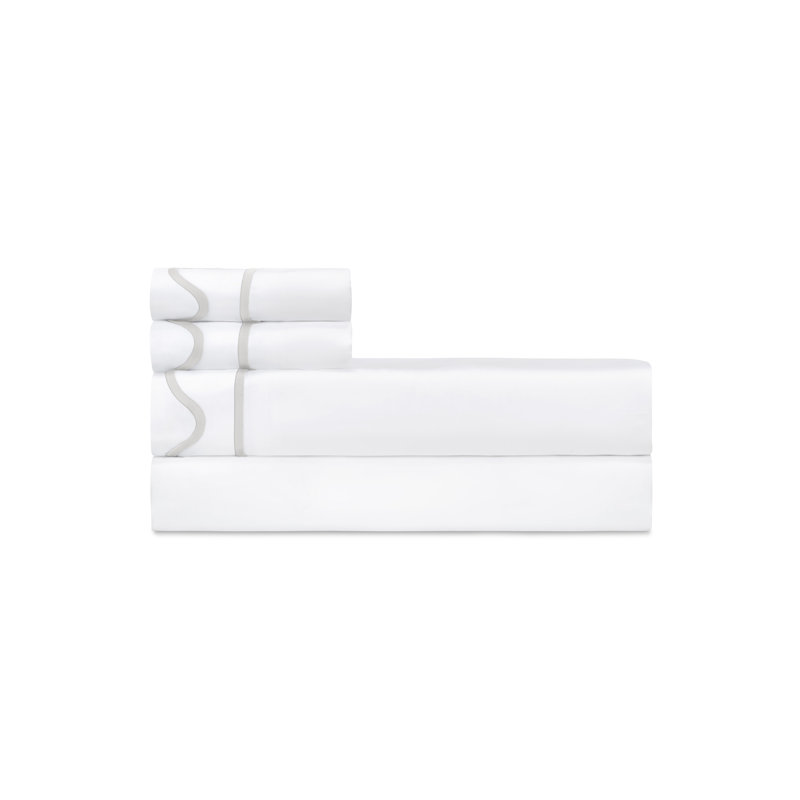 Amalfi Sateen Sheet Set, White/Pebble, Full Sheet Set