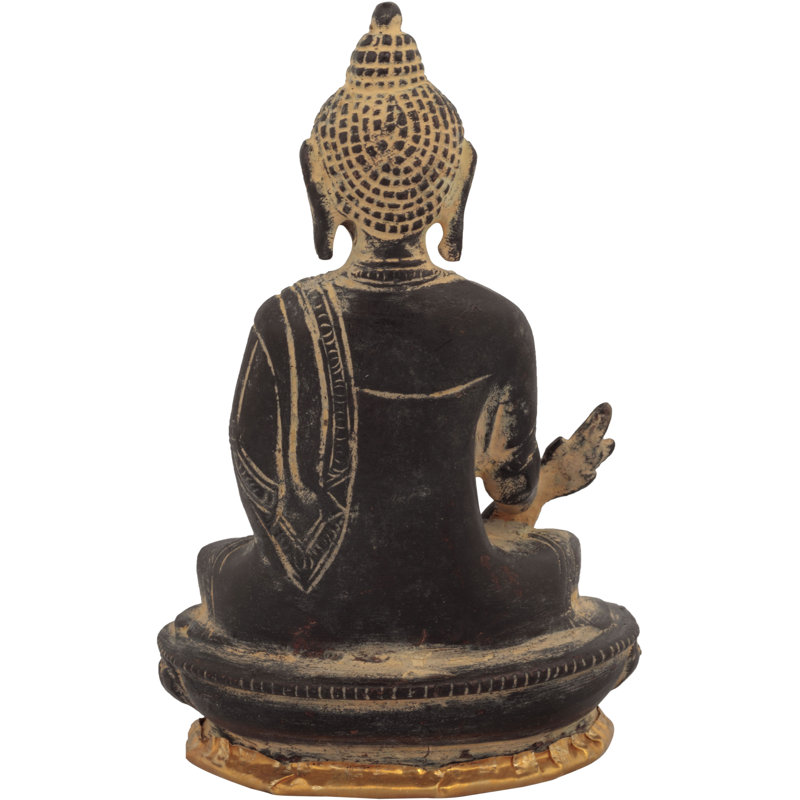 Statue de Bouddha guérisseur 5 po en laiton - Sculpture bouddhiste tibétaine fabriquée à la main super antique pour la méditation et la décoration spirituelle