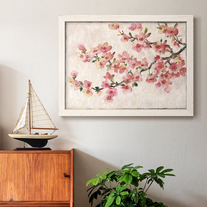 «Cherry Blossom Composition I», peinture sur toile encadrée, Blanc, H 14 po x l 20 po x P 1,5 po