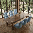 Ensemble de table de salle à manger extensible 106 pouces Banstead avec 6 chaises de salle à manger capitonnées en velours