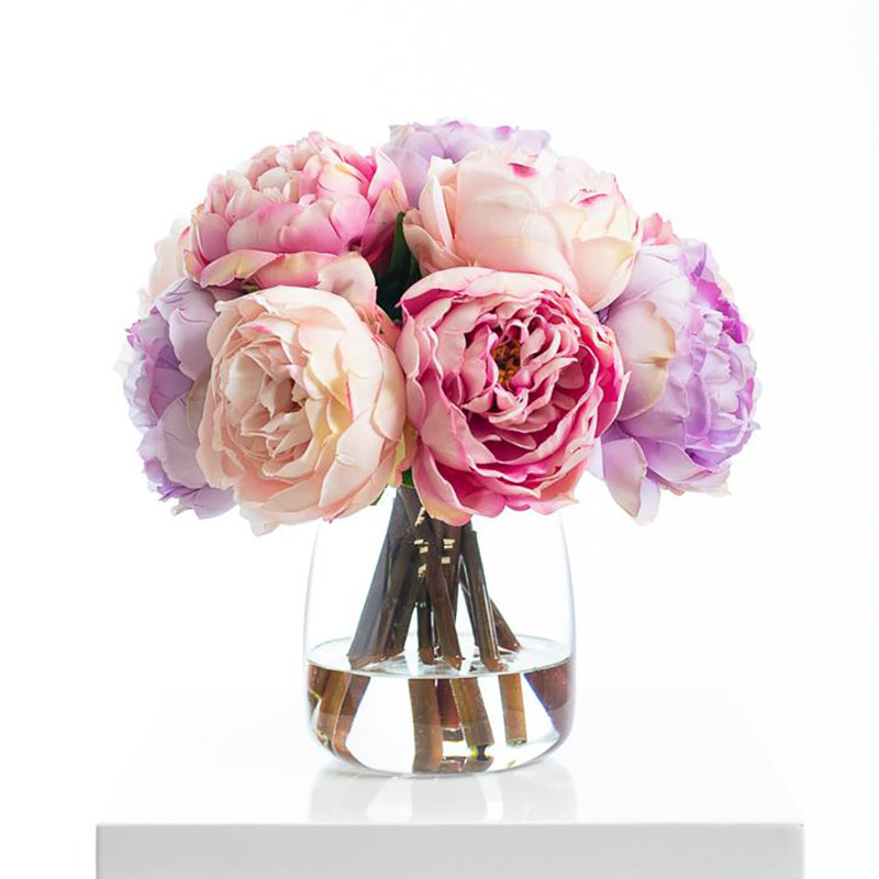 Silk Peonies Arrangement in Vase