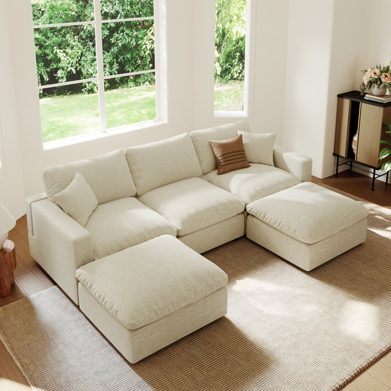 Canapé rembourré 5 places Cloud, canapé modulaire, canapé modulaire avec housse de coussin amovible pour le salon, 5