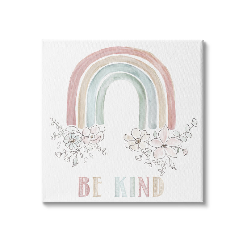 Be Kind Expression Spring Florals Soft Tone Rainbow par Nan - Peinture, Toile tendue, H 24 po x l 24 po x P 1,5 po
