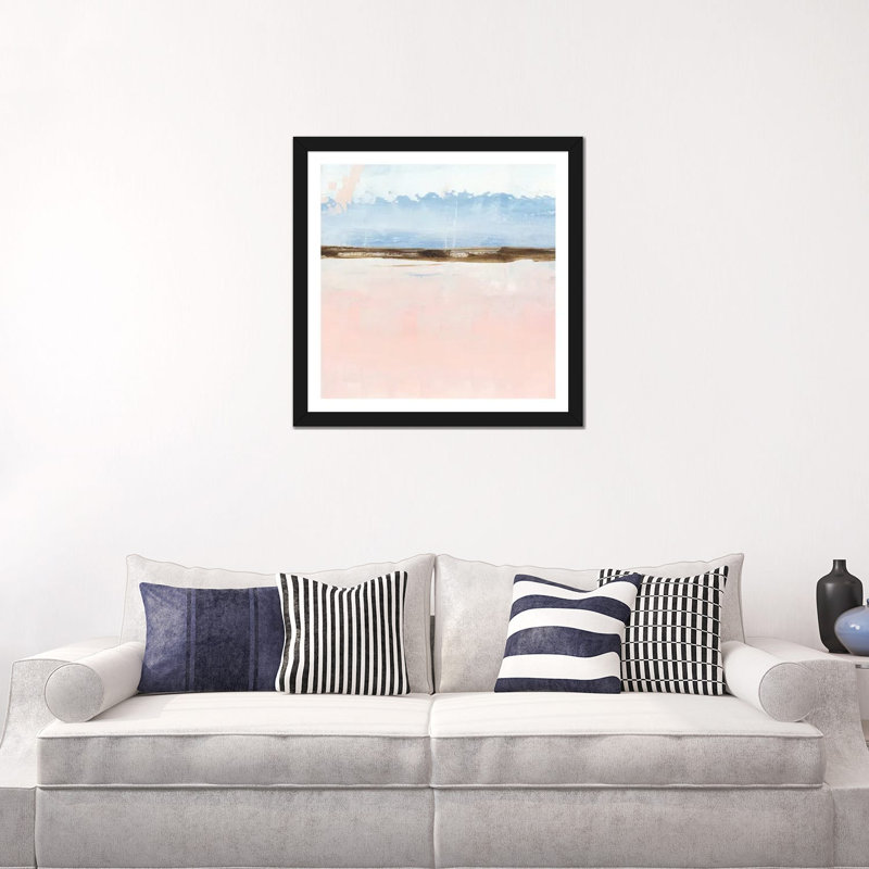 Reproduction d’art, "rose Sands I" par Ethan Harper, H 24 po x l 24 po x p 1 po, Papier avec cadre noir, Blanc
