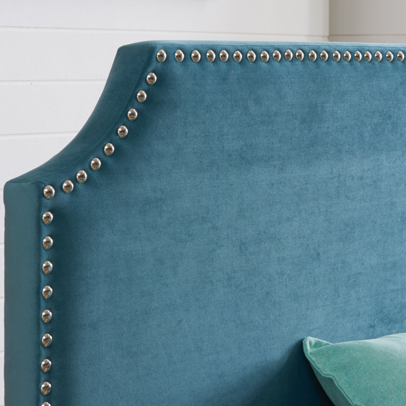 Tête de lit tapissier Hawtree, Velours bleu givré, Double / Grand