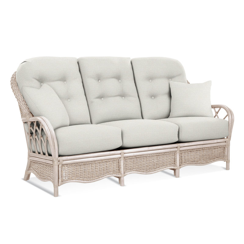 Everglade Upholstered 76'' Sofa, Bisque, Blue Buffalo Check; 0120-61