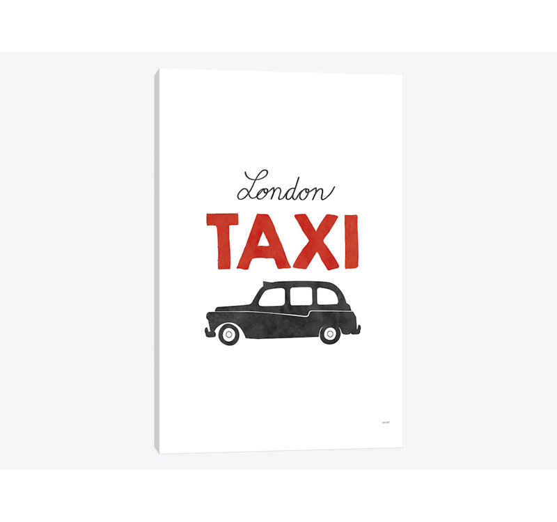 « london taxi », impression sur toile tendue, H 60 po x l 40po x P 1,5 po, Toile avec cadre noir