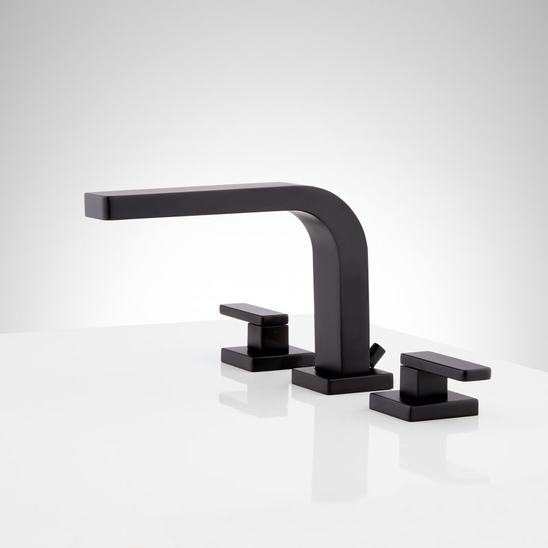Hibiscus Widespread Bathroom Faucet, Matte Black
