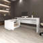 Bureau blanc en L avec 1 porte et 5 tablettes