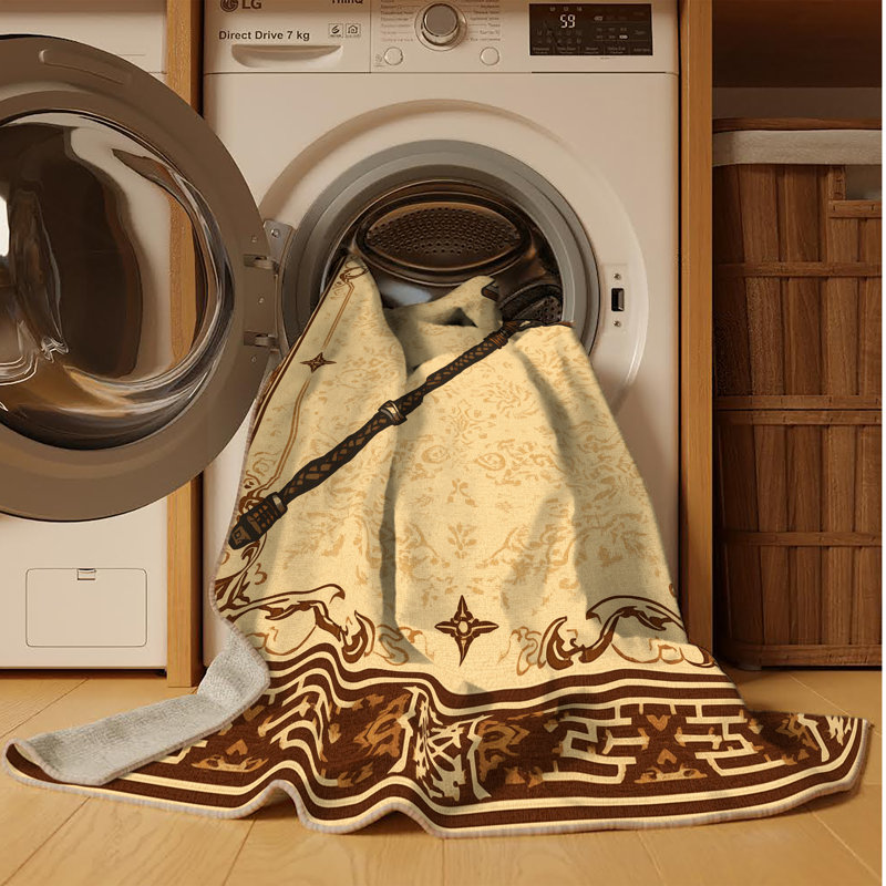 Machine Washable Botkins Traditional Oriental Rug in Brown – Beige Binding, 5x8