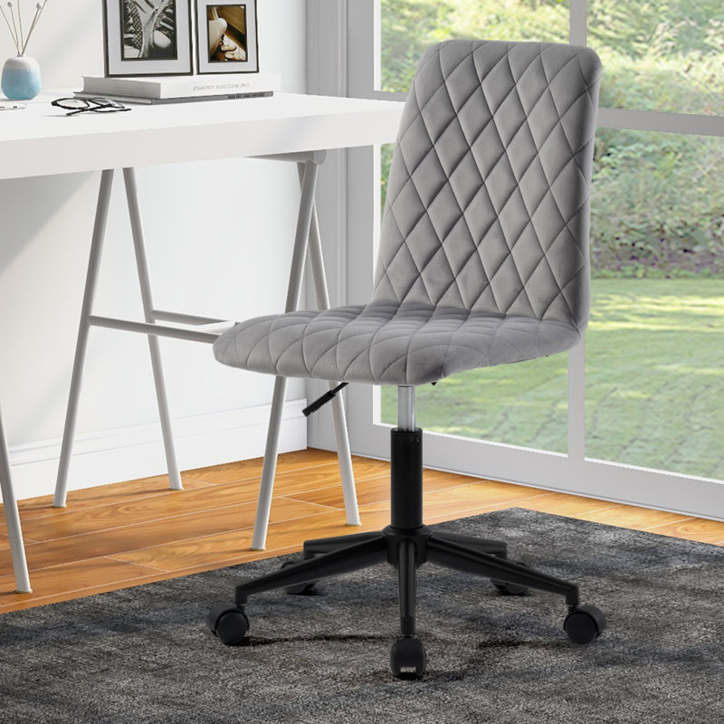 Throckmorton Velvet Office Chair, Grey