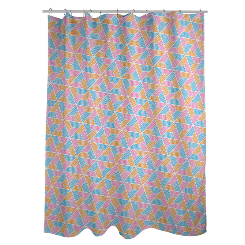 Katelyn Elizabeth Geometric Shower Curtain, Blue/Pink/Orange