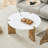 Minimalist Circular MDF Material Coffee Table with Unique Embedded Design and Three - Leg Support for Stable and Practical Home Use