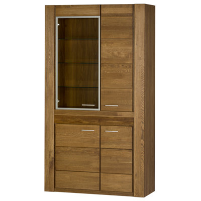VELVET Solid + Manufactured Oak Wood 4-Door Display Cabinet