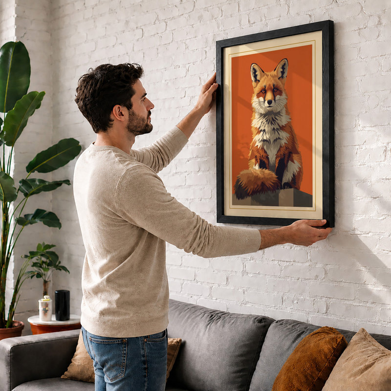 Portrait Fox Modern - Framed Print, Unframed, A2 - 59.4 x 42.0 cm
