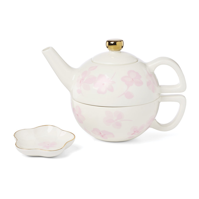 Spring Pansies Tea For One with Tea Bag Holder