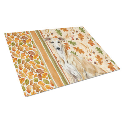 Fawn Greyhound Heirloom Fall Glass Cutting Board