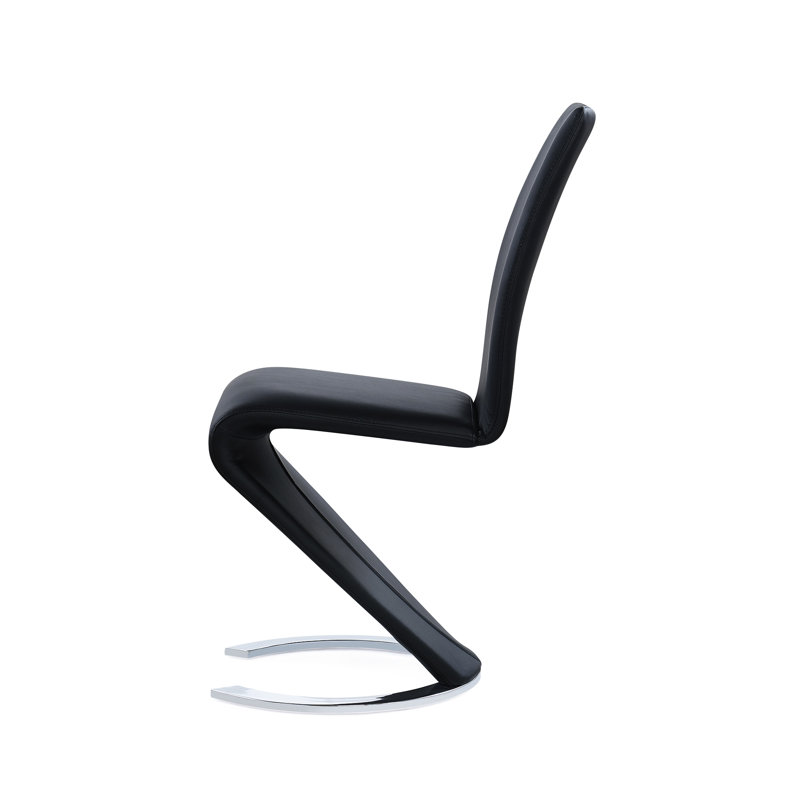 2 chaises noires en fer à cheval - chaise, siège rembourré, surface en polyuréthane, assemblage requis de la base en fer à cheval, finition confortable