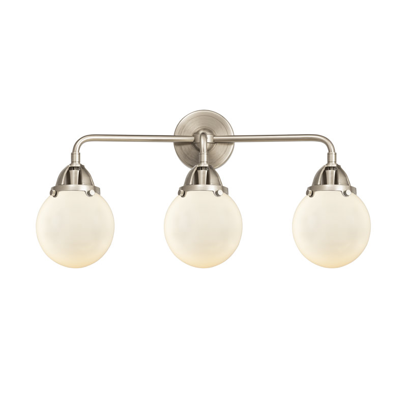 Shauna 3 - Light Vanity Light, Matte White, Incandescent, Brushed Satin Nickel