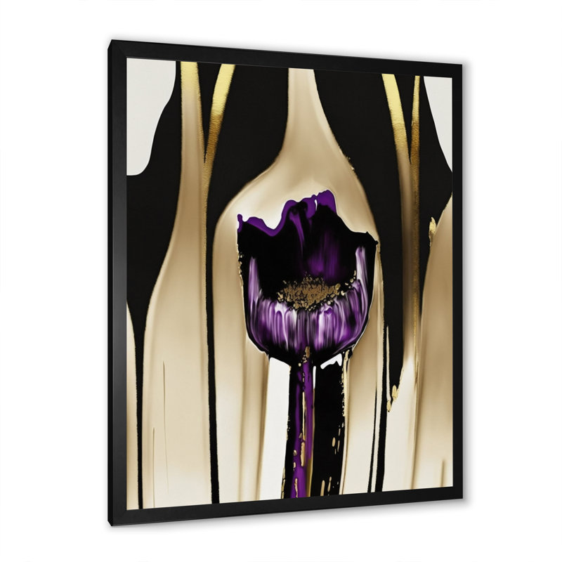 Fleur mauve sur une peinture abstraite IV - Impression sur toile, H 40 po x l 30 po x P 1,5 po