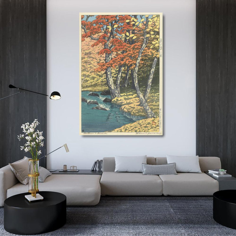 «Autumn in Oirase» par Kawase Hasui - Art mural sur toile tendue avec châssis, H 48 po x l 33 po