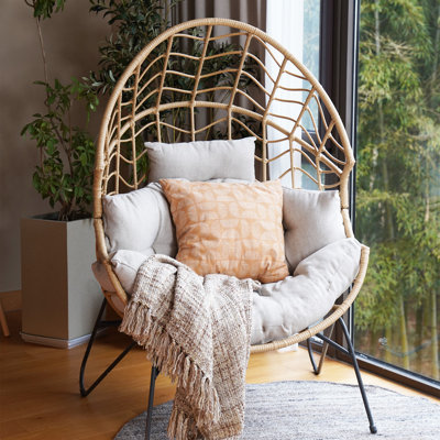 Renna Steel Patio Wicker Chair with Cushions