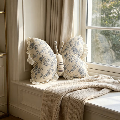 Coussin brodé en coton et lin