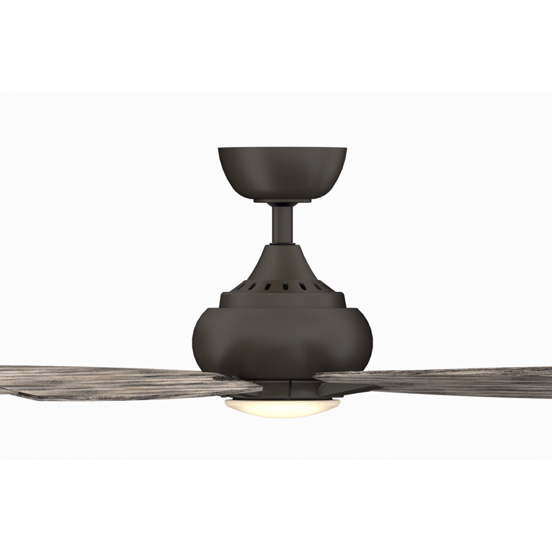 Matte Greige and Weathered Wood Ceiling Fan with LED Light