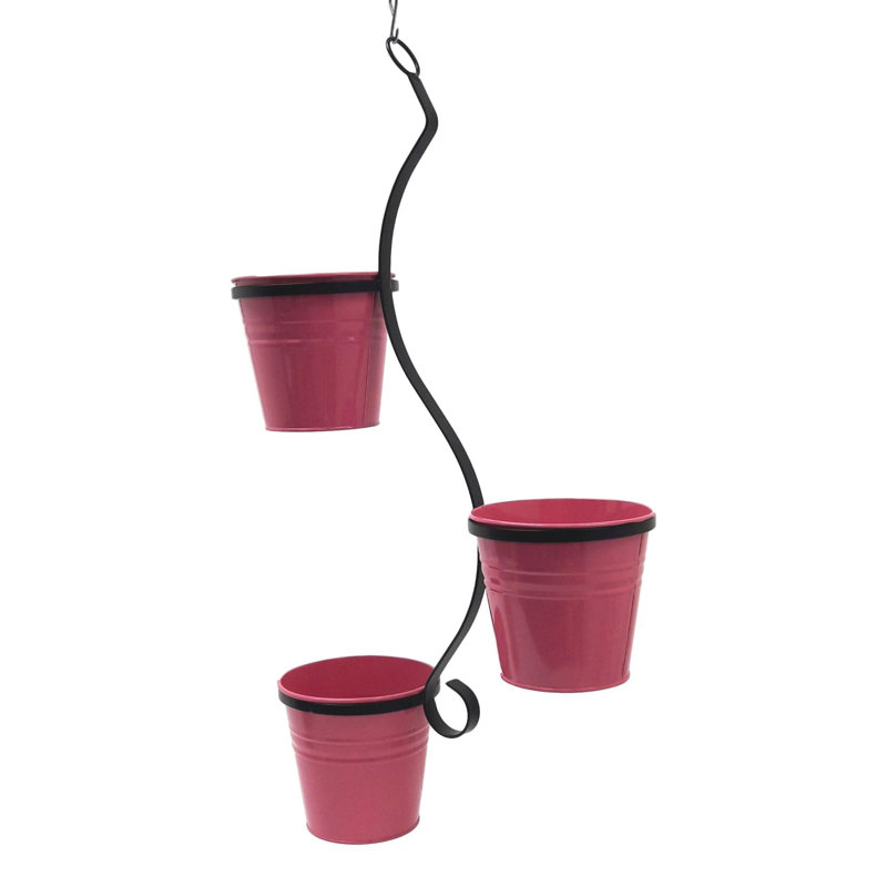 Cosie Metal Hanging Planter, Pink, 36" H x 17" W x 7" D