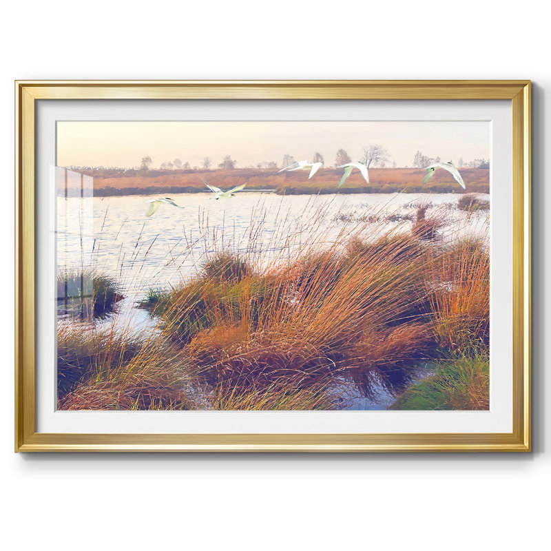 Marshland Hues I, reproduction d'art encadrée, Or, H 27 po x l 39 po x P 1,5 po