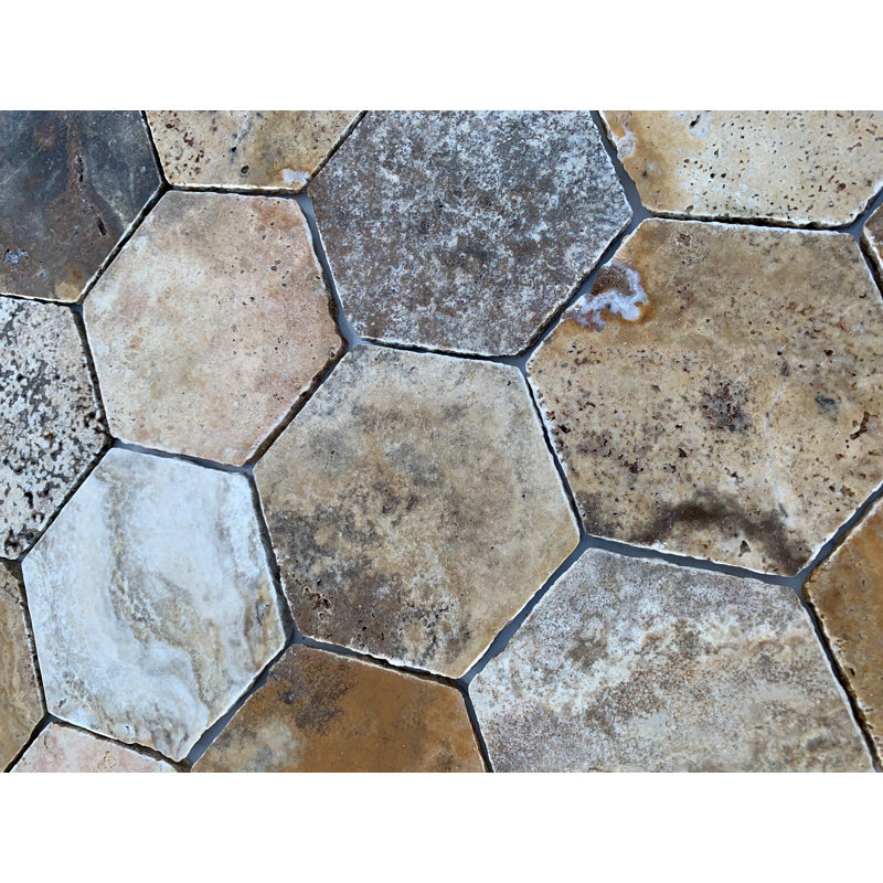 Carrelage hexagonal 6 po Scabos Travertine