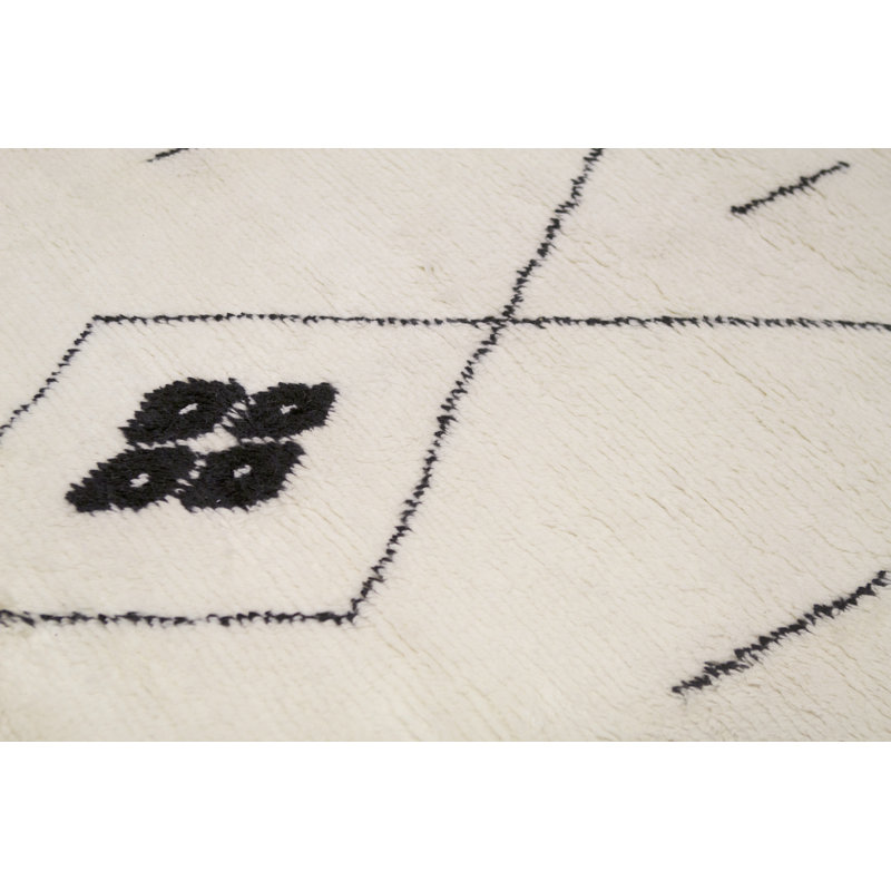 Moroccan Wool Southwestern Area Rug in Ivory/Black, Rectangle 9' x 12'