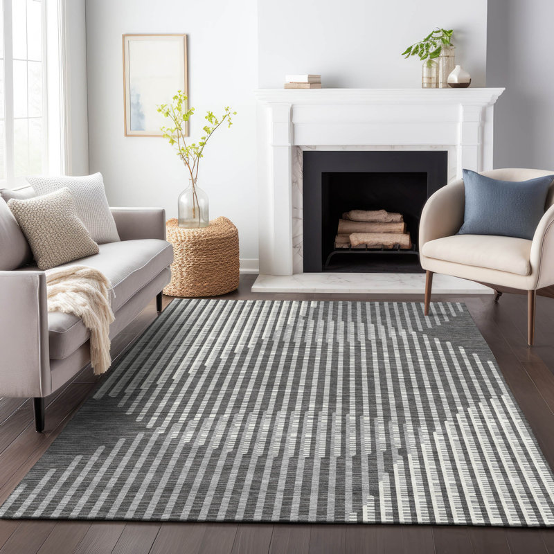 Gris anthracite lavable à la machine intérieur / extérieur ACN10010, Rectangle 2 pi 6 po x 3 pi 10 po