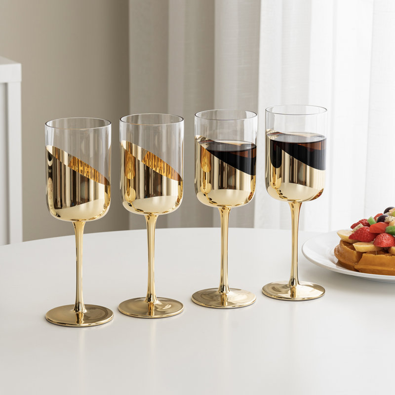 4 verres à vin cylindriques à pied en laiton 4 pièces