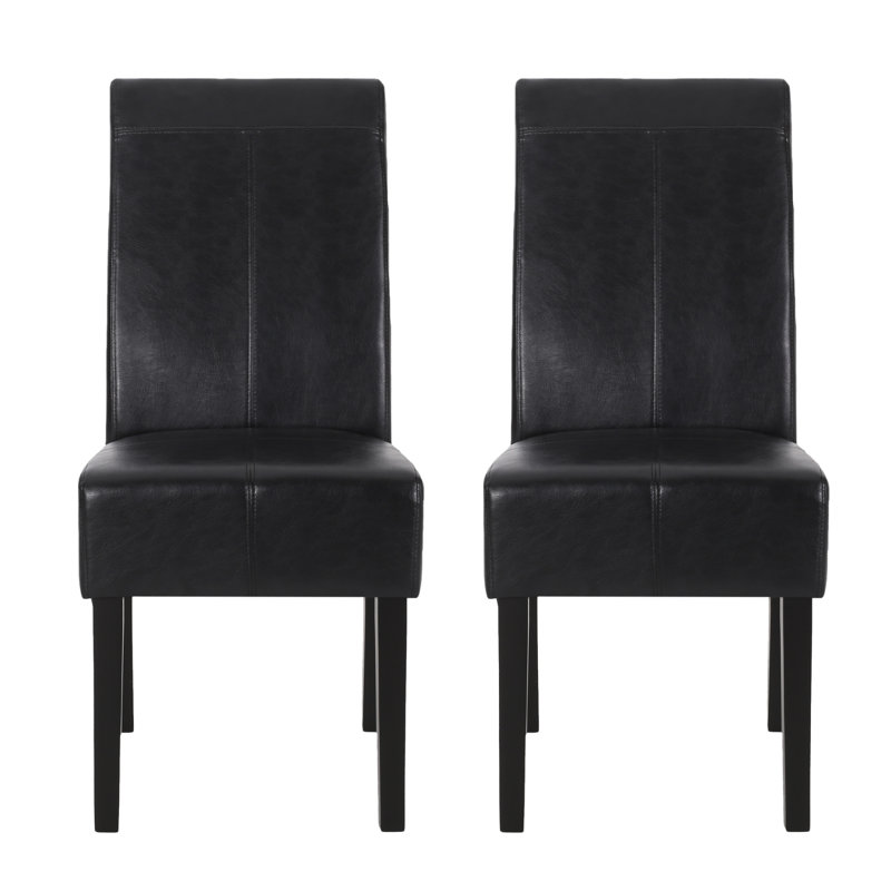 Chaises de salle à manger confortables en cuir PU noir, style moderne pour un usage domestique