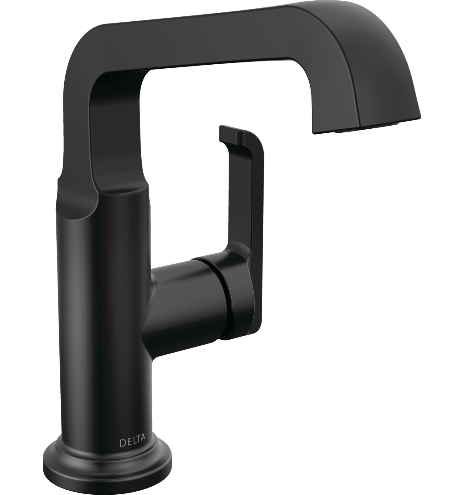 Tetra Single-Hole Bathroom Faucet with Drain, Matte Black