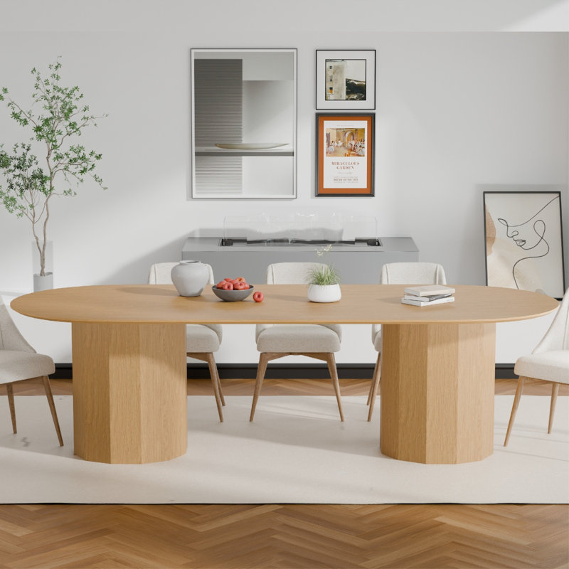 Table de salle à manger 86 po, Solid Wood, Natural