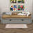 Twin Size Extendable Daybed With Trundle Beds, Wood Daybed Frame With Pull Out Trundle, Twin To King Design Extending Daybed-1055174271