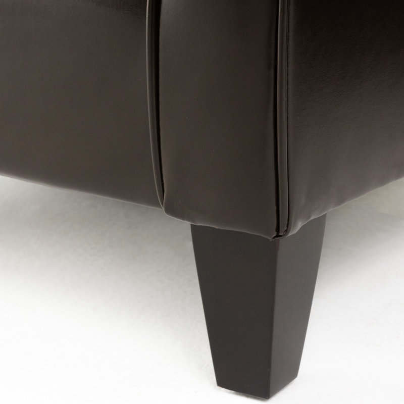Leis Upholstered Club Chair, Faux Leather Chocolate Brown