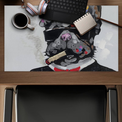 Smoking gangster bulldog - 14.00"x24.25" Desk mat