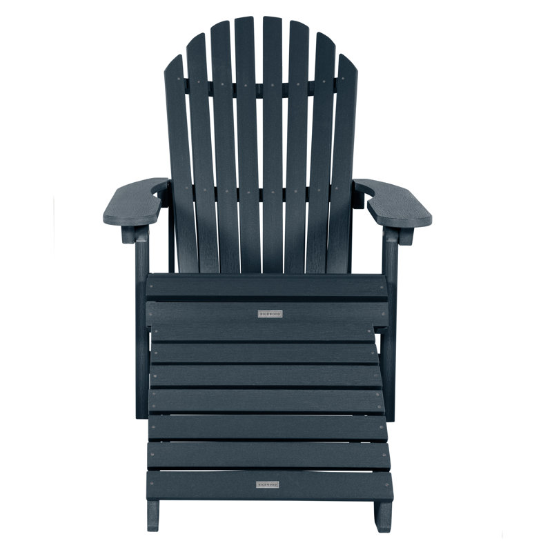 Anette Outdoor Adirondack Chair With Ottoman, Federal Blue
