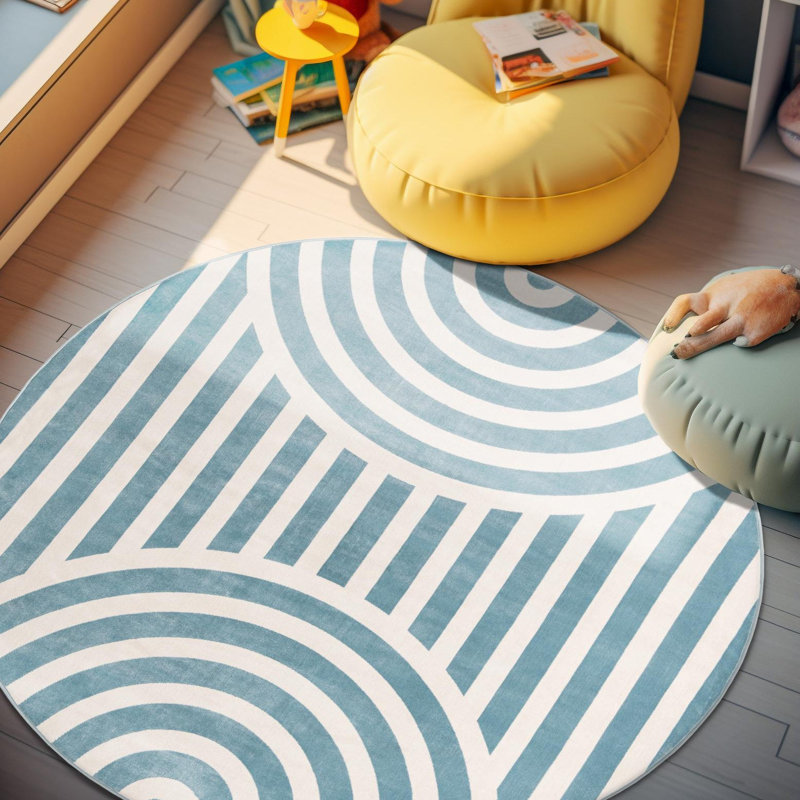 Unique Loom Lines Whimsy Kids Rug, Round 5'3"